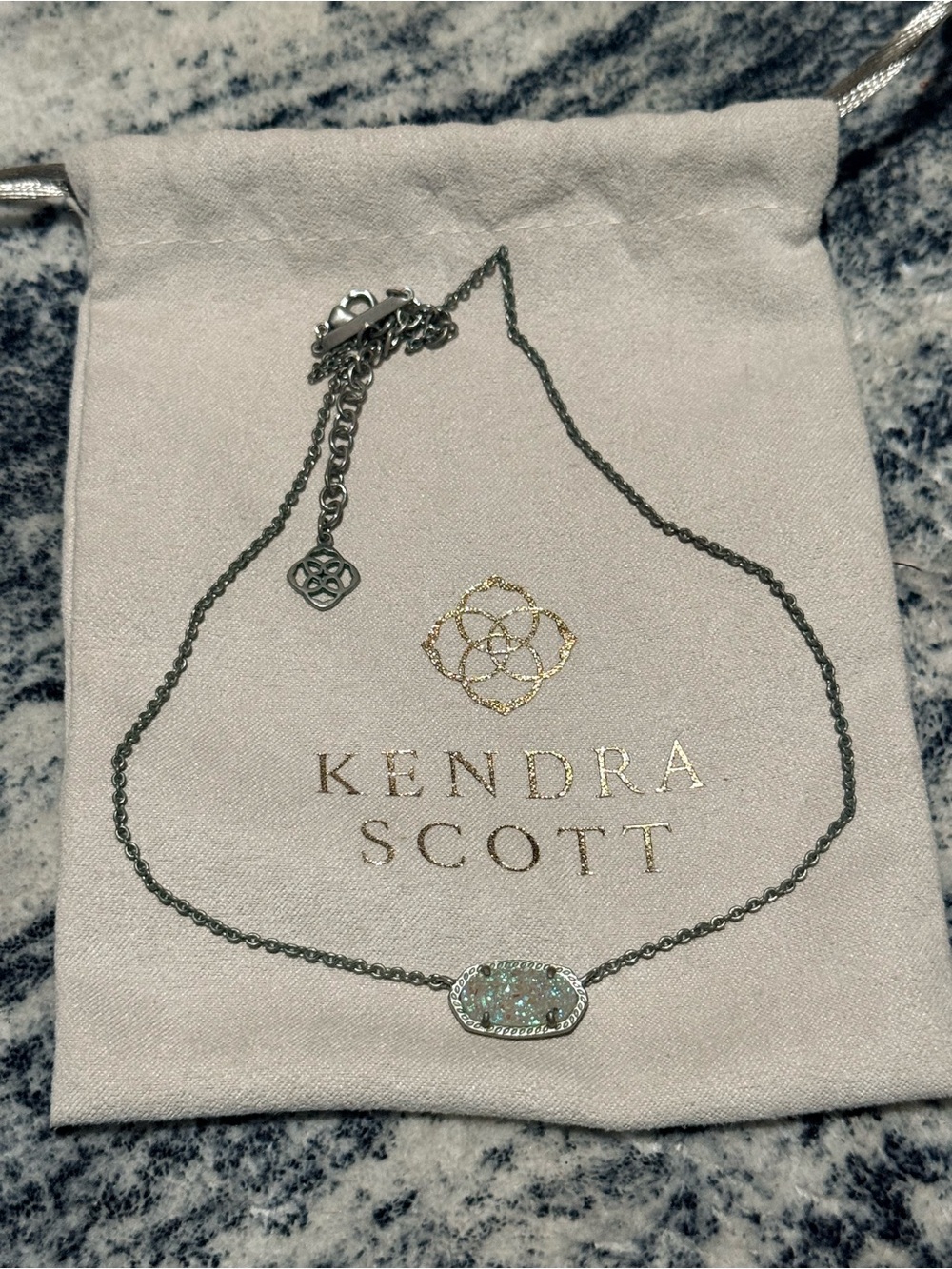 Kendra Scott Silver Drusy Elisa Pendant Necklace - Picture 2 of 3
